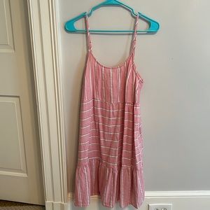 Loft Beach Pink/ White striped strapless sundress